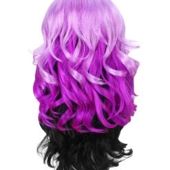 BC Adult Women's Purple Gradient Color Curly Medium Length Trendy Wig 12 BC Adult Women's Purple Gradient Color Curly Medium Length Trendy Wig