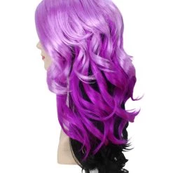 BC Adult Women's Purple Gradient Color Curly Medium Length Trendy Wig 11 BC Adult Women's Purple Gradient Color Curly Medium Length Trendy Wig