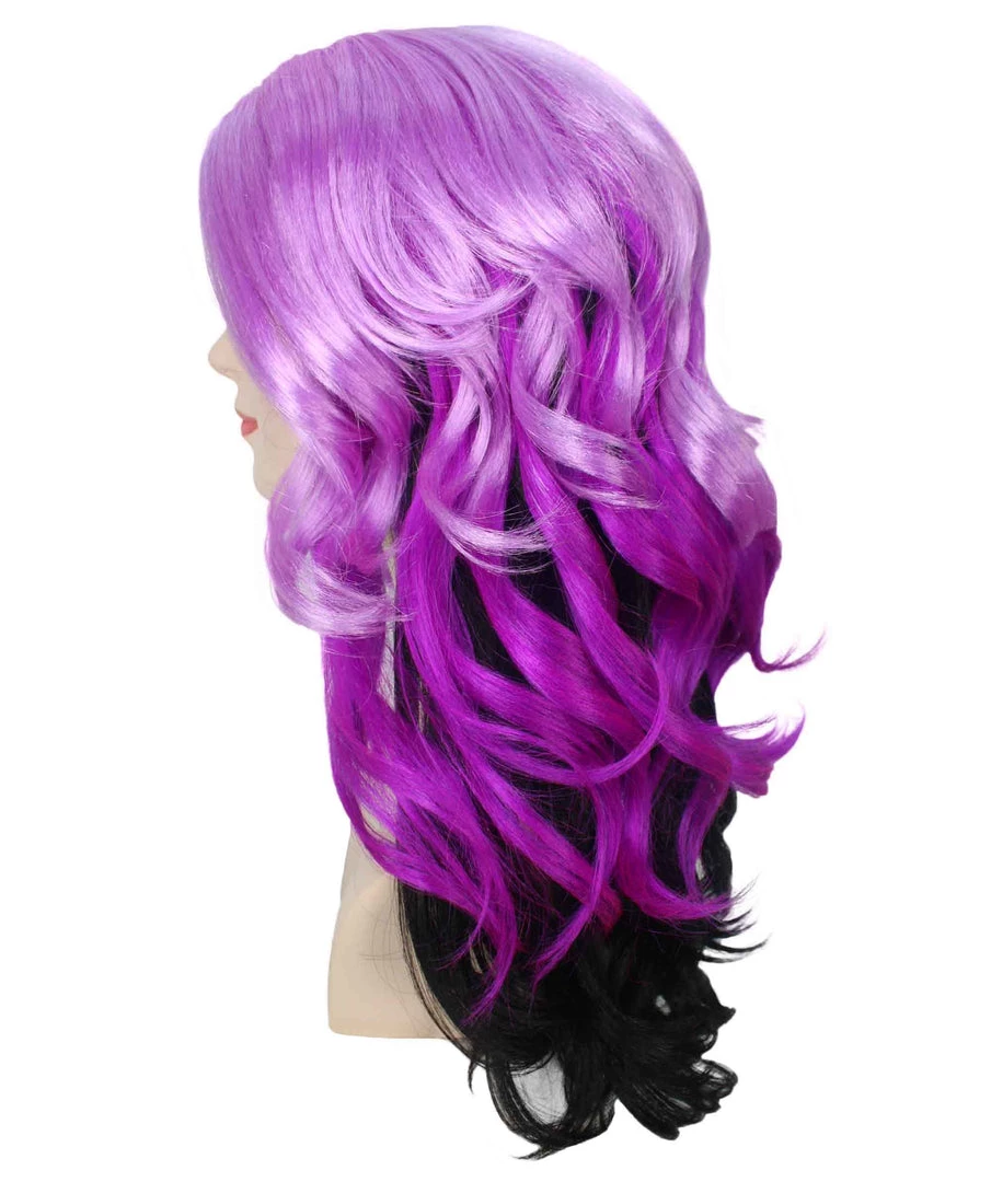 BC Adult Women's Purple Gradient Color Curly Medium Length Trendy Wig 3 BC Adult Women's Purple Gradient Color Curly Medium Length Trendy Wig