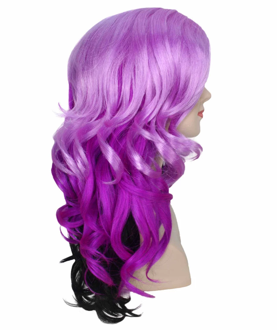 BC Adult Women's Purple Gradient Color Curly Medium Length Trendy Wig 5 BC Adult Women's Purple Gradient Color Curly Medium Length Trendy Wig