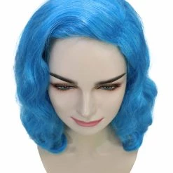 HPO Shoulder Length Women's Wig - Cotton Candy Blue Hair - Capless Cap Design 15 HPO Shoulder Length Women's Wig - Cotton Candy Blue Hair - Capless Cap Design