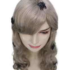 HPO Spider Web Wig | Women's Shoulder Length Witches Spider Web Wig - Long Wavy Grey Hair - With Scary Black Spiders 15 HPO Spider Web Wig | Women's Shoulder Length Witches Spider Web Wig - Long Wavy Grey Hair - With Scary Black Spiders