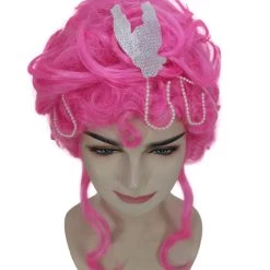 Adult Women's 21" Inch Long Length Wavy Halloween Pink Buffant Drag Queen Wig, Synthetic Soft Fiber Hair, Perfect For Your Next Convention And Group Anime Party! | HPO 15 Adult Women's 21