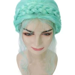 Adult Women's 16" Inch Medium Length Halloween Cosplay Braided Updo Iconic Influencer Of Social Media Costume Wig, Synthetic Soft Fiber Hair, | HPO 15 Adult Women's 16