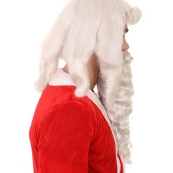 HPO Men's Mens Father Xmas Santa Claus Wig And Beard Set | White Merry Christmas Santa Wig | Premium Breathable Capless Cap