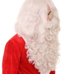 HPO Mens Santa Claus Wig And Beard Set | White Christmas Wig | Premium Breathable Capless Cap