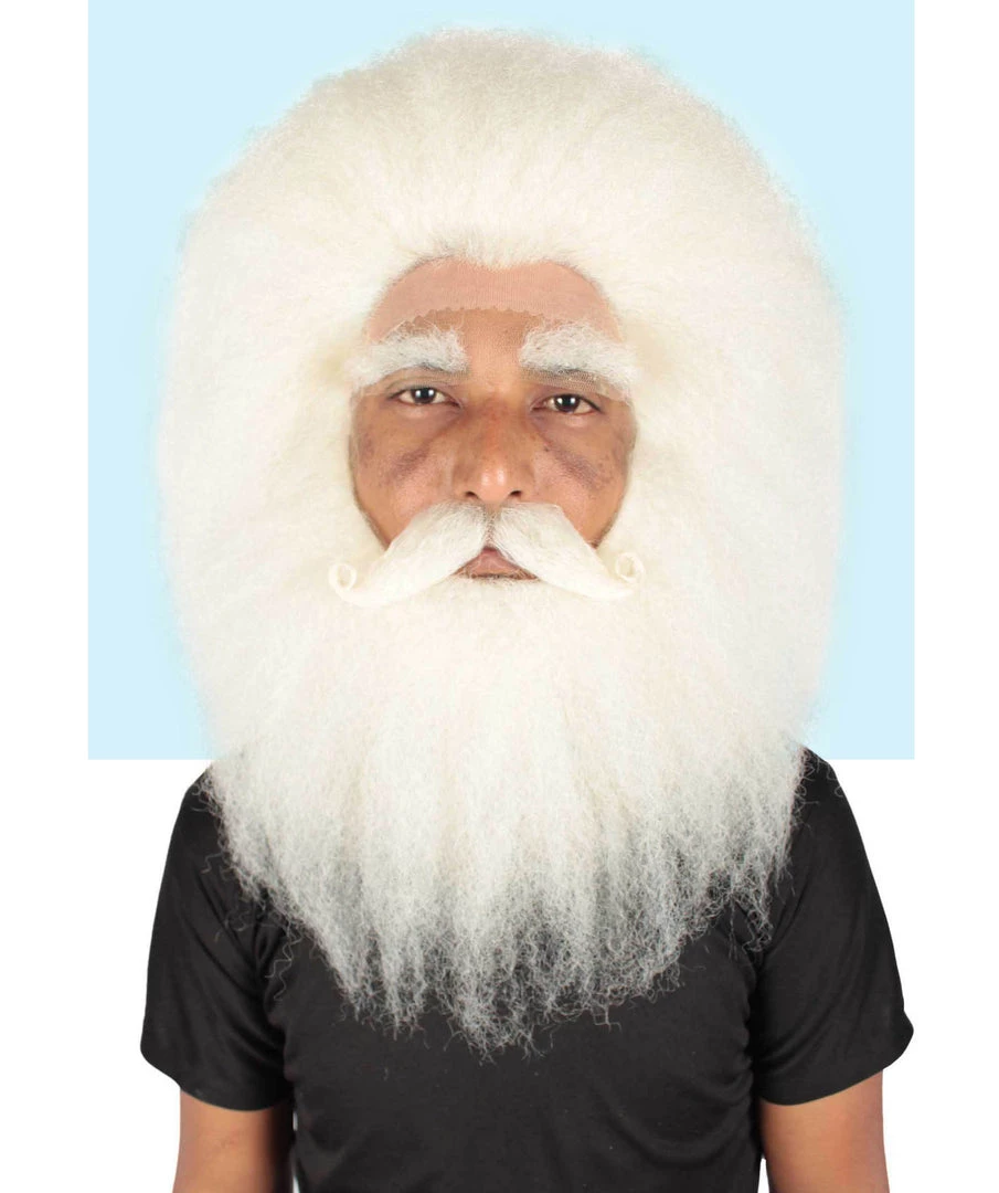 HPO Adult Unisex Christmas Side/Back Lace Front Santa Wig And Beard 2 HPO Adult Unisex Christmas Side/Back Lace Front Santa Wig And Beard