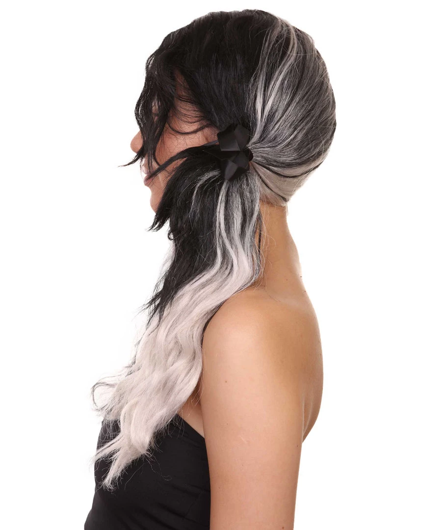 HPO Women's Womens Black And White Ponytail Wig | Anime Cosplay Party Wigs | Premium Breathable Capless Cap 2 HPO Women's Womens Black And White Ponytail Wig | Anime Cosplay Party Wigs | Premium Breathable Capless Cap
