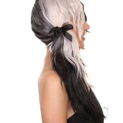 HPO Women's Womens Black And White Ponytail Wig | Anime Cosplay Party Wigs | Premium Breathable Capless Cap 11 HPO Women's Womens Black And White Ponytail Wig | Anime Cosplay Party Wigs | Premium Breathable Capless Cap