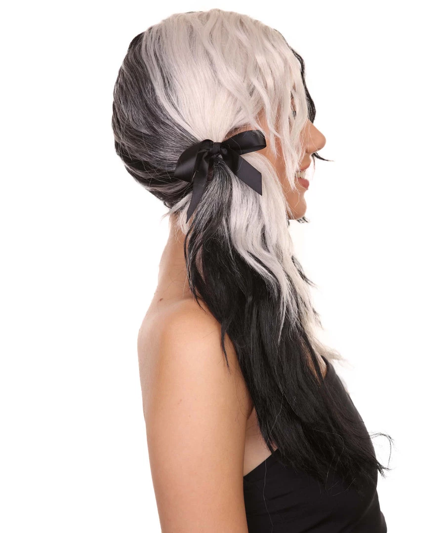 HPO Women's Womens Black And White Ponytail Wig | Anime Cosplay Party Wigs | Premium Breathable Capless Cap 4 HPO Women's Womens Black And White Ponytail Wig | Anime Cosplay Party Wigs | Premium Breathable Capless Cap