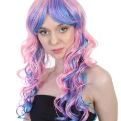 HPO Rave Candy Purple & Blue Adult's Womens Wig | Long Curly Cosplay Halloween Wig | Premium Breathable Capless Cap Men's 11 HPO Rave Candy Purple & Blue Adult's Womens Wig | Long Curly Cosplay Halloween Wig | Premium Breathable Capless Cap Men's