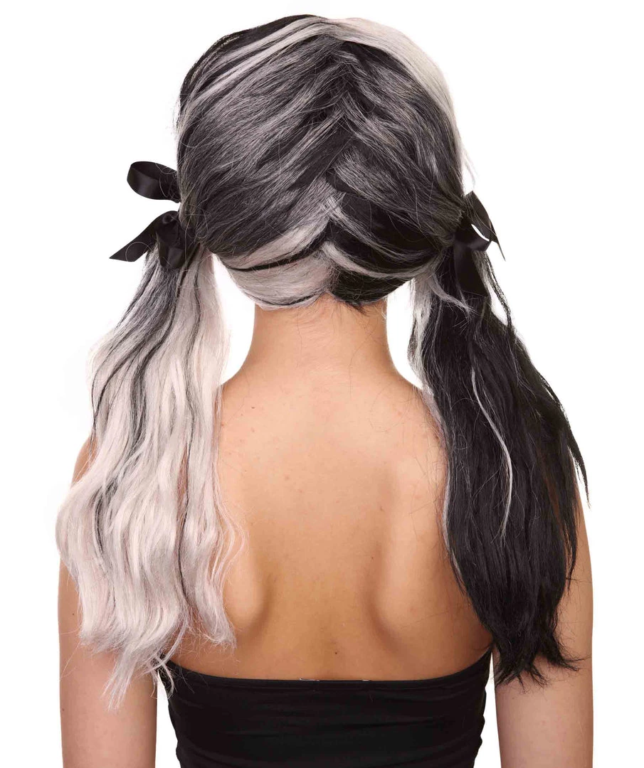 HPO Women's Womens Black And White Ponytail Wig | Anime Cosplay Party Wigs | Premium Breathable Capless Cap 3 HPO Women's Womens Black And White Ponytail Wig | Anime Cosplay Party Wigs | Premium Breathable Capless Cap