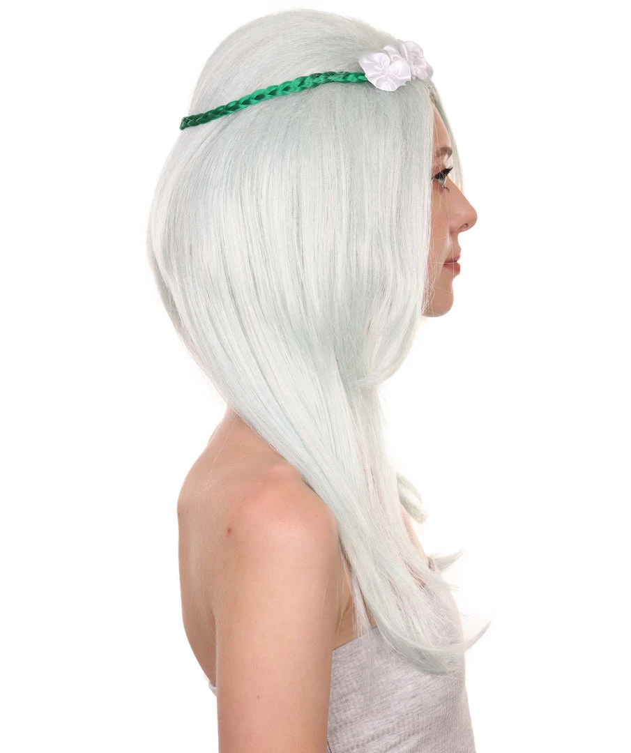 HPO Womens Floral Fantasy Lt Green Wig With Flower Crown | Storybook & Fairytale Wigs | Premium Breathable Capless Cap Women's 5 HPO Womens Floral Fantasy Lt Green Wig With Flower Crown | Storybook & Fairytale Wigs | Premium Breathable Capless Cap Women's