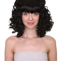 HPO Women's Womens Colonial Lady Curly Blonde Historical Wig With Black Lace | Premium Breathable Capless Cap