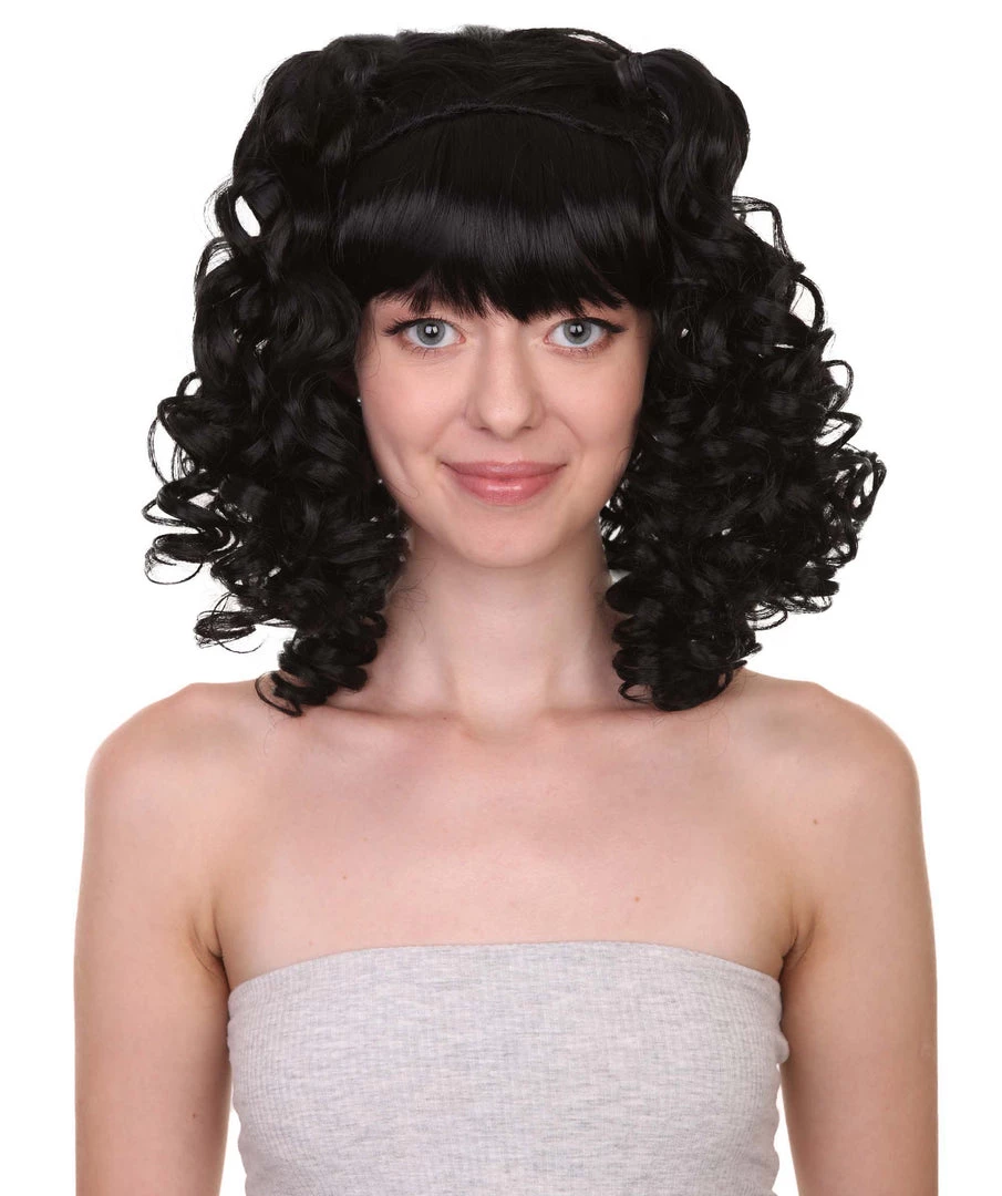 HPO Women's Womens Colonial Lady Curly Blonde Historical Wig With Black Lace | Premium Breathable Capless Cap 2 HPO Women's Womens Colonial Lady Curly Blonde Historical Wig With Black Lace | Premium Breathable Capless Cap