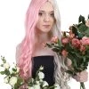 HPO Super Long Women's Wig | Curly Half Light Pink And Blonde Wig | Premium Breathable Capless Cap