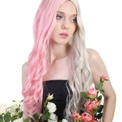 HPO Super Long Women's Wig | Curly Half Light Pink And Blonde Wig | Premium Breathable Capless Cap 14 HPO Super Long Women's Wig | Curly Half Light Pink And Blonde Wig | Premium Breathable Capless Cap
