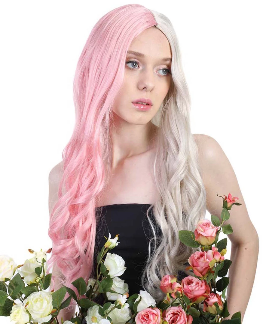 HPO Super Long Women's Wig | Curly Half Light Pink And Blonde Wig | Premium Breathable Capless Cap 6 HPO Super Long Women's Wig | Curly Half Light Pink And Blonde Wig | Premium Breathable Capless Cap