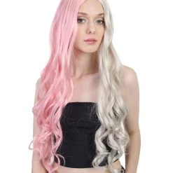 HPO Super Long Women's Wig | Curly Half Light Pink And Blonde Wig | Premium Breathable Capless Cap 13 HPO Super Long Women's Wig | Curly Half Light Pink And Blonde Wig | Premium Breathable Capless Cap