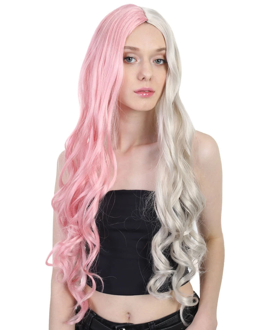 HPO Super Long Women's Wig | Curly Half Light Pink And Blonde Wig | Premium Breathable Capless Cap 5 HPO Super Long Women's Wig | Curly Half Light Pink And Blonde Wig | Premium Breathable Capless Cap