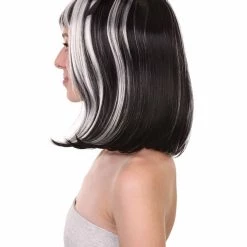 HalloweenPartyOnline Men's Womens Ghostly Zombie Wig With Ribbons | Two Tones Black And Grey Scary Wigs | Premium Breathable Capless Cap