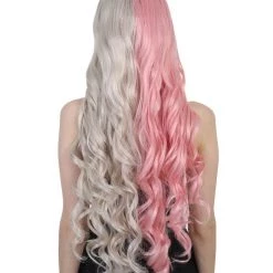 HPO Super Long Women's Wig | Curly Half Light Pink And Blonde Wig | Premium Breathable Capless Cap 12 HPO Super Long Women's Wig | Curly Half Light Pink And Blonde Wig | Premium Breathable Capless Cap
