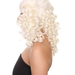 HPO Women's Womens Colonial Lady Curly Blonde Historical Wig With Black Lace | Premium Breathable Capless Cap 29 HPO Women's Womens Colonial Lady Curly Blonde Historical Wig With Black Lace | Premium Breathable Capless Cap