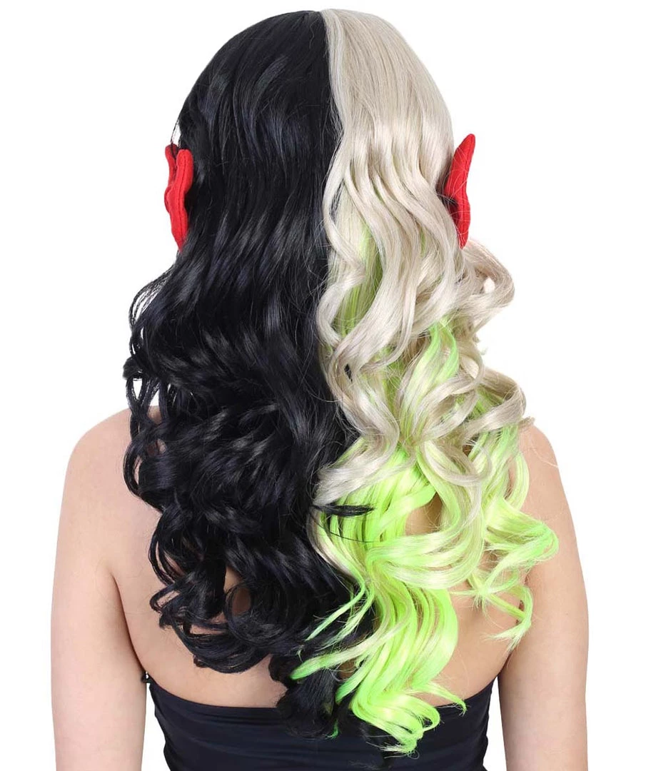 HPO Singer Womens Long Curly Wig | W/ Small Red Bows, Black, Green, & Blonde Celebrity Wig | Premium Breathable Capless Cap Men's 5 HPO Singer Womens Long Curly Wig | W/ Small Red Bows, Black, Green, & Blonde Celebrity Wig | Premium Breathable Capless Cap Men's