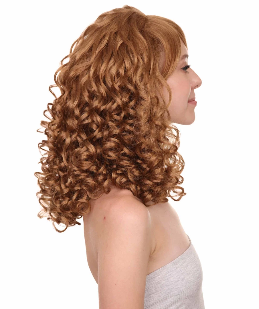 HPO Women's Womens Rockabilly Long And Curly Brown Wig | Country Girl Vintage Wigs | Premium Breathable Capless Cap 5 HPO Women's Womens Rockabilly Long And Curly Brown Wig | Country Girl Vintage Wigs | Premium Breathable Capless Cap