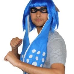 HPO Womens Inkling Girl Wig And Ears With Mask Set | Video Game Wigs | Premium Breathable Capless Cap