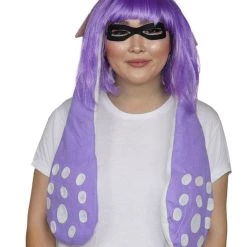 HPO Womens Inkling Girl Wig And Ears With Mask Set | Video Game Wigs | Premium Breathable Capless Cap