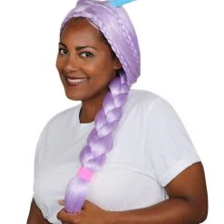 HPO Womens Animation Braided Wig With Horns | Purple TV/Movie Wigs | Premium Breathable Capless Cap Women's