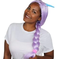HPO Womens Animation Braided Wig With Horns | Purple TV/Movie Wigs | Premium Breathable Capless Cap Women's