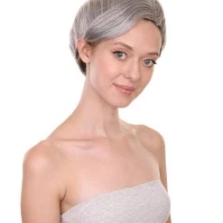 HPO Women's Womens Witch Wig | Silver Grandma With Bun Wig | Premium Breathable Capless Cap