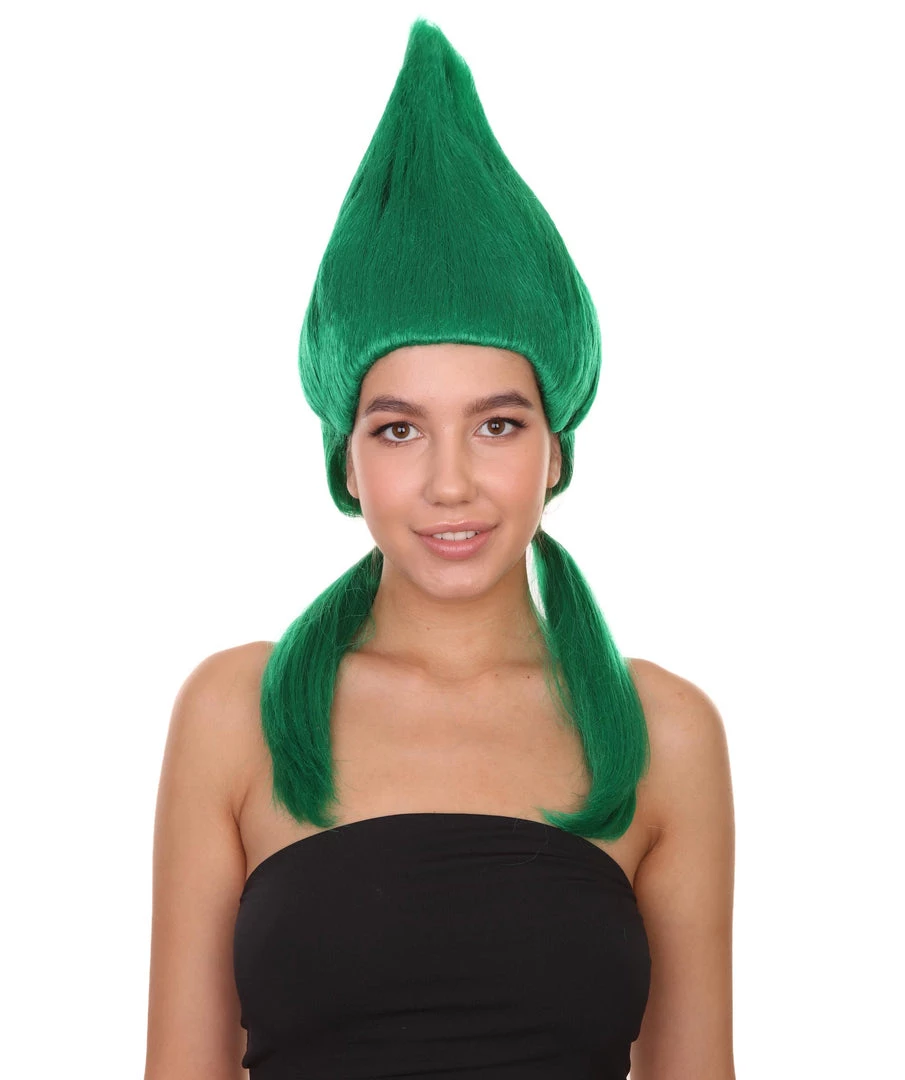 HPO Green Womens Wig | Fancy Halloween Wig With Ponytails | Premium Breathable Capless Cap Women's 1 HPO Green Womens Wig | Fancy Halloween Wig With Ponytails | Premium Breathable Capless Cap Women's