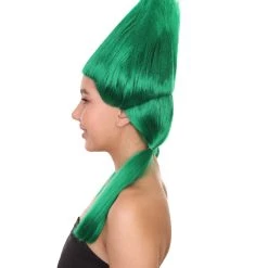 HPO Green Womens Wig | Fancy Halloween Wig With Ponytails | Premium Breathable Capless Cap Women's 11 HPO Green Womens Wig | Fancy Halloween Wig With Ponytails | Premium Breathable Capless Cap Women's