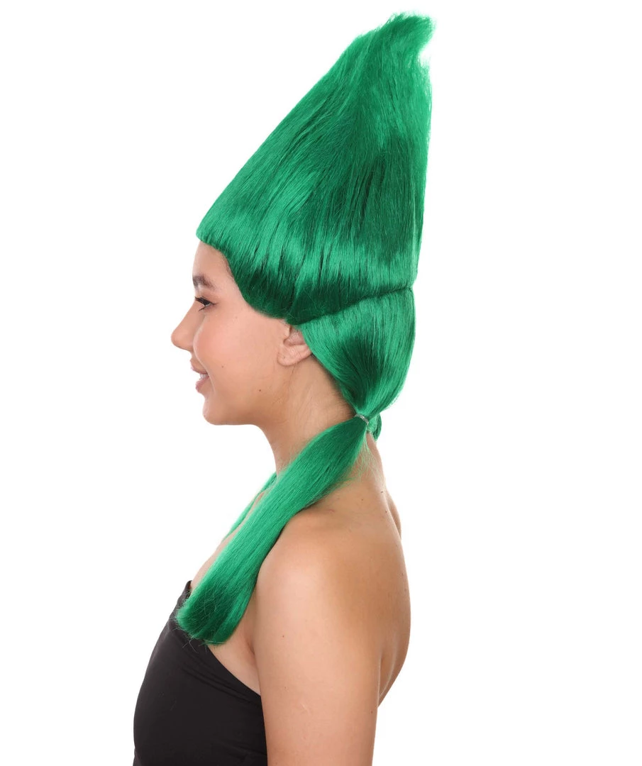 HPO Green Womens Wig | Fancy Halloween Wig With Ponytails | Premium Breathable Capless Cap Women's 3 HPO Green Womens Wig | Fancy Halloween Wig With Ponytails | Premium Breathable Capless Cap Women's