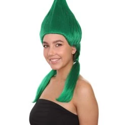 HPO Green Womens Wig | Fancy Halloween Wig With Ponytails | Premium Breathable Capless Cap Women's