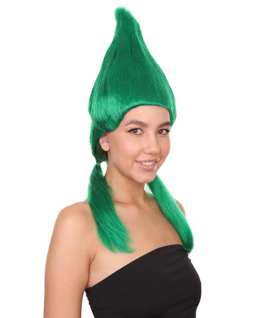 HPO Green Womens Wig | Fancy Halloween Wig With Ponytails | Premium Breathable Capless Cap Women's 6 HPO Green Womens Wig | Fancy Halloween Wig With Ponytails | Premium Breathable Capless Cap Women's