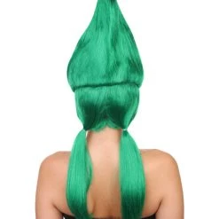 HPO Green Womens Wig | Fancy Halloween Wig With Ponytails | Premium Breathable Capless Cap Women's 12 HPO Green Womens Wig | Fancy Halloween Wig With Ponytails | Premium Breathable Capless Cap Women's