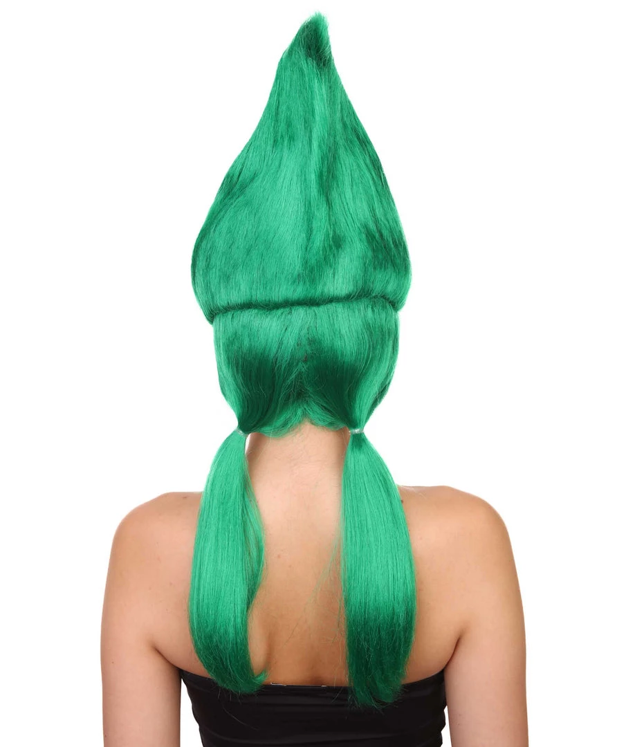 HPO Green Womens Wig | Fancy Halloween Wig With Ponytails | Premium Breathable Capless Cap Women's 4 HPO Green Womens Wig | Fancy Halloween Wig With Ponytails | Premium Breathable Capless Cap Women's