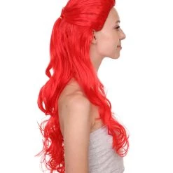 HPO Poison Womens Wig | Long Red Cosplay Wig | Premium Breathable Capless Cap Men's 13 HPO Poison Womens Wig | Long Red Cosplay Wig | Premium Breathable Capless Cap Men's