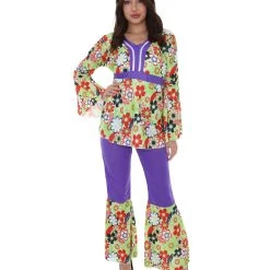 HPO Adult Women's Hippie 3Pc Costume | Multi Color Halloween Costume