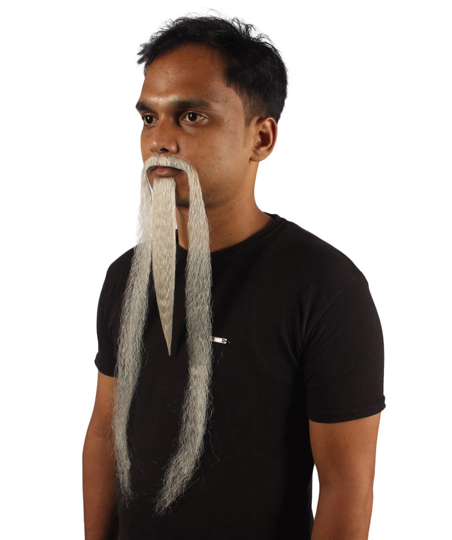 HPO Men's Mens Extra Long White Emperor Beard - Stage Ready Mustache Perfect For Cosplay, Drag, And Performance 2 HPO Men's Mens Extra Long White Emperor Beard - Stage Ready Mustache Perfect For Cosplay, Drag, And Performance