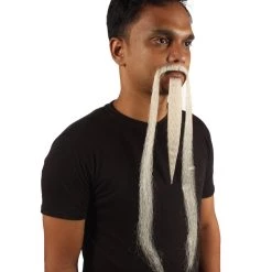 HPO Men's Mens Extra Long White Emperor Beard - Stage Ready Mustache Perfect For Cosplay, Drag, And Performance 5 HPO Men's Mens Extra Long White Emperor Beard - Stage Ready Mustache Perfect For Cosplay, Drag, And Performance