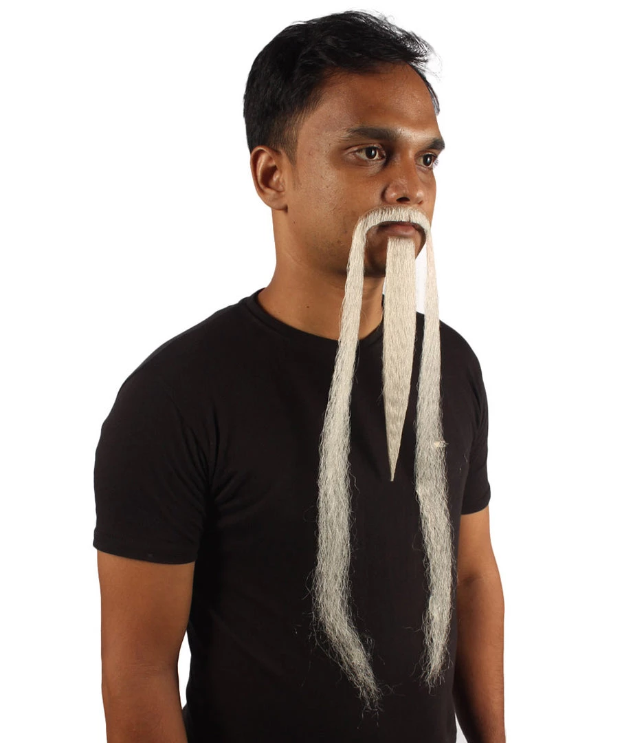 HPO Men's Mens Extra Long White Emperor Beard - Stage Ready Mustache Perfect For Cosplay, Drag, And Performance 3 HPO Men's Mens Extra Long White Emperor Beard - Stage Ready Mustache Perfect For Cosplay, Drag, And Performance