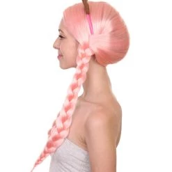 HPO Womens Doll With Ears Wig | Coral Pink Party Ready Fancy Cosplay Halloween Wig | Premium Breathable Capless Cap Women's