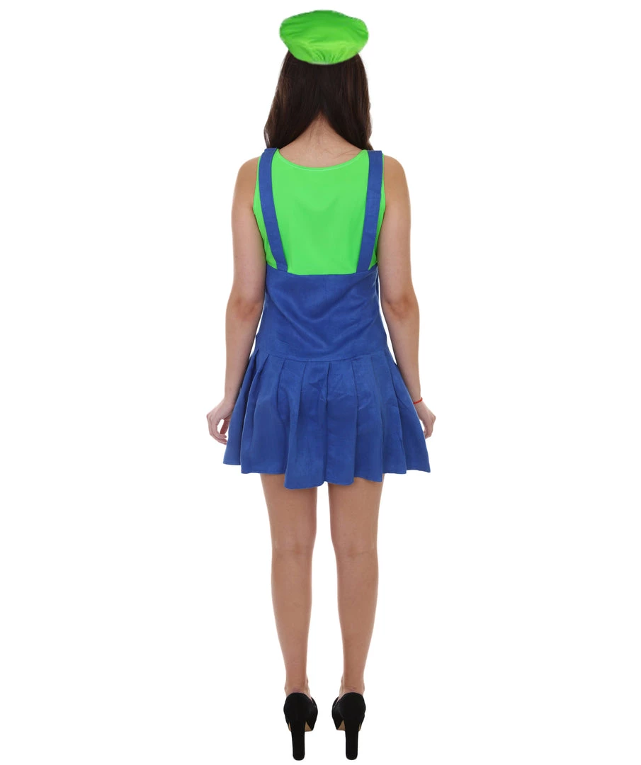 HPO Adult Women's Plumber Costume | Green Cosplay Costume 4 HPO Adult Women's Plumber Costume | Green Cosplay Costume