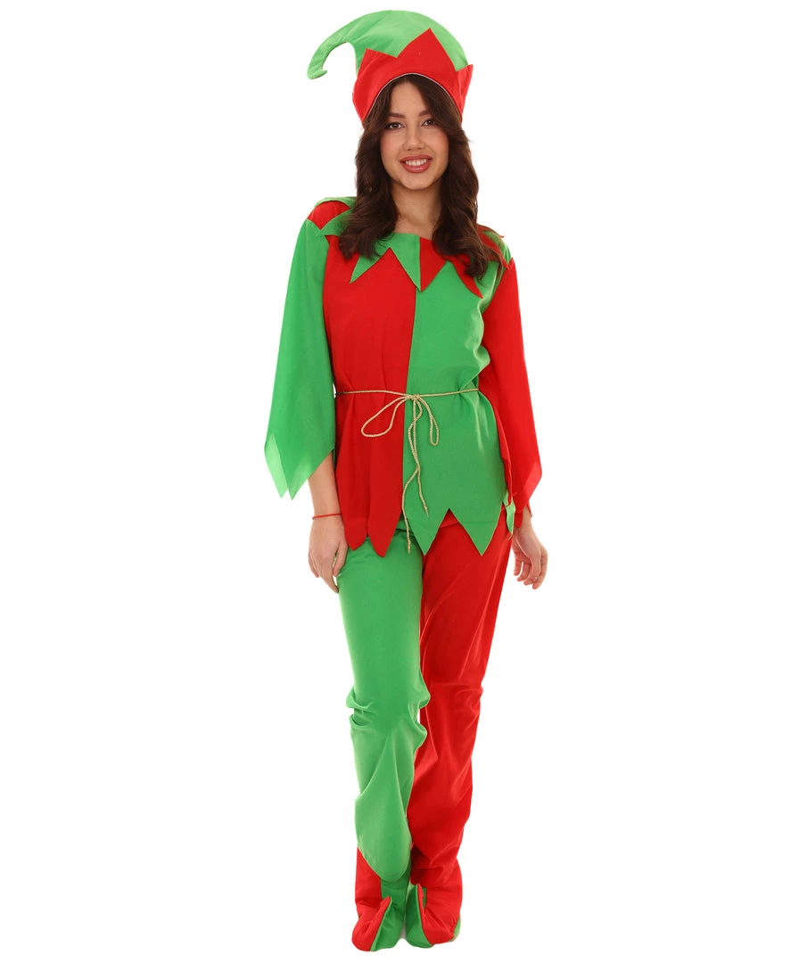 HPO Adult Women's Ladies' Elf Xmas Costume | Red And Green Halloween Costume 2 HPO Adult Women's Ladies' Elf Xmas Costume | Red And Green Halloween Costume