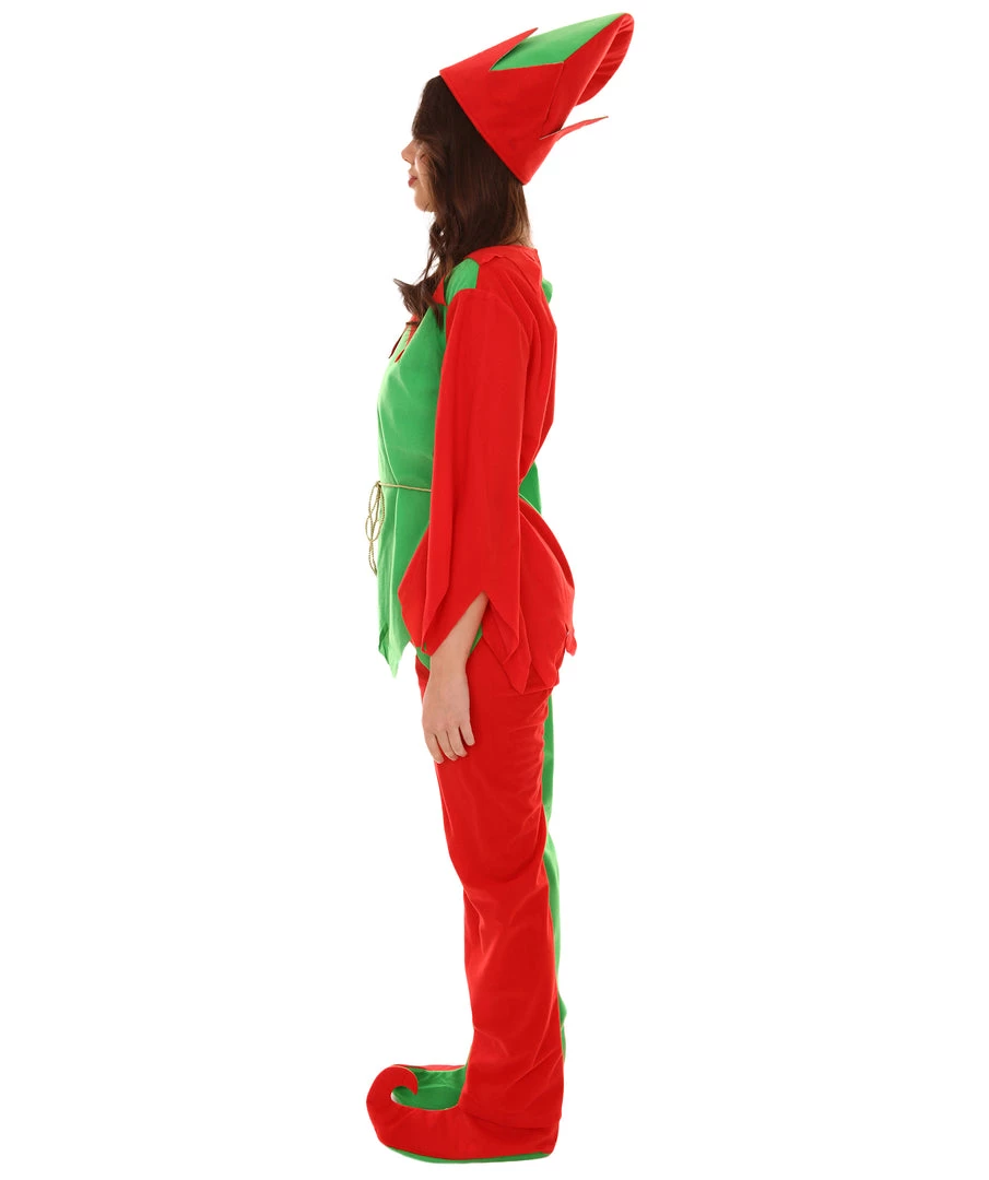 HPO Adult Women's Ladies' Elf Xmas Costume | Red And Green Halloween Costume 4 HPO Adult Women's Ladies' Elf Xmas Costume | Red And Green Halloween Costume